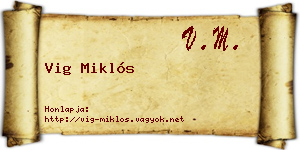 Vig Miklós névjegykártya